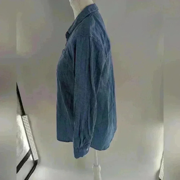 Old Navy Blue Girls Size XL (12-14) Long Sleeve Button Down Top Tunic Length - Picture 6 of 12